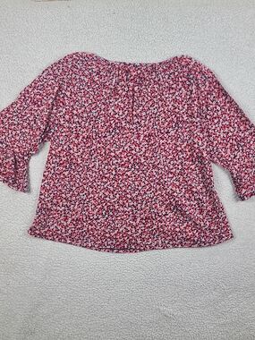 Michael Kors Pink Floral Blouse XL Boho Peasant Top